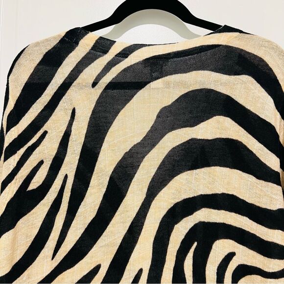 Chico's Women's Zebra Jeweled Ruby Pullover Sweater Sz 3 (US XL/16) Linen Blend - Picture 9 of 13